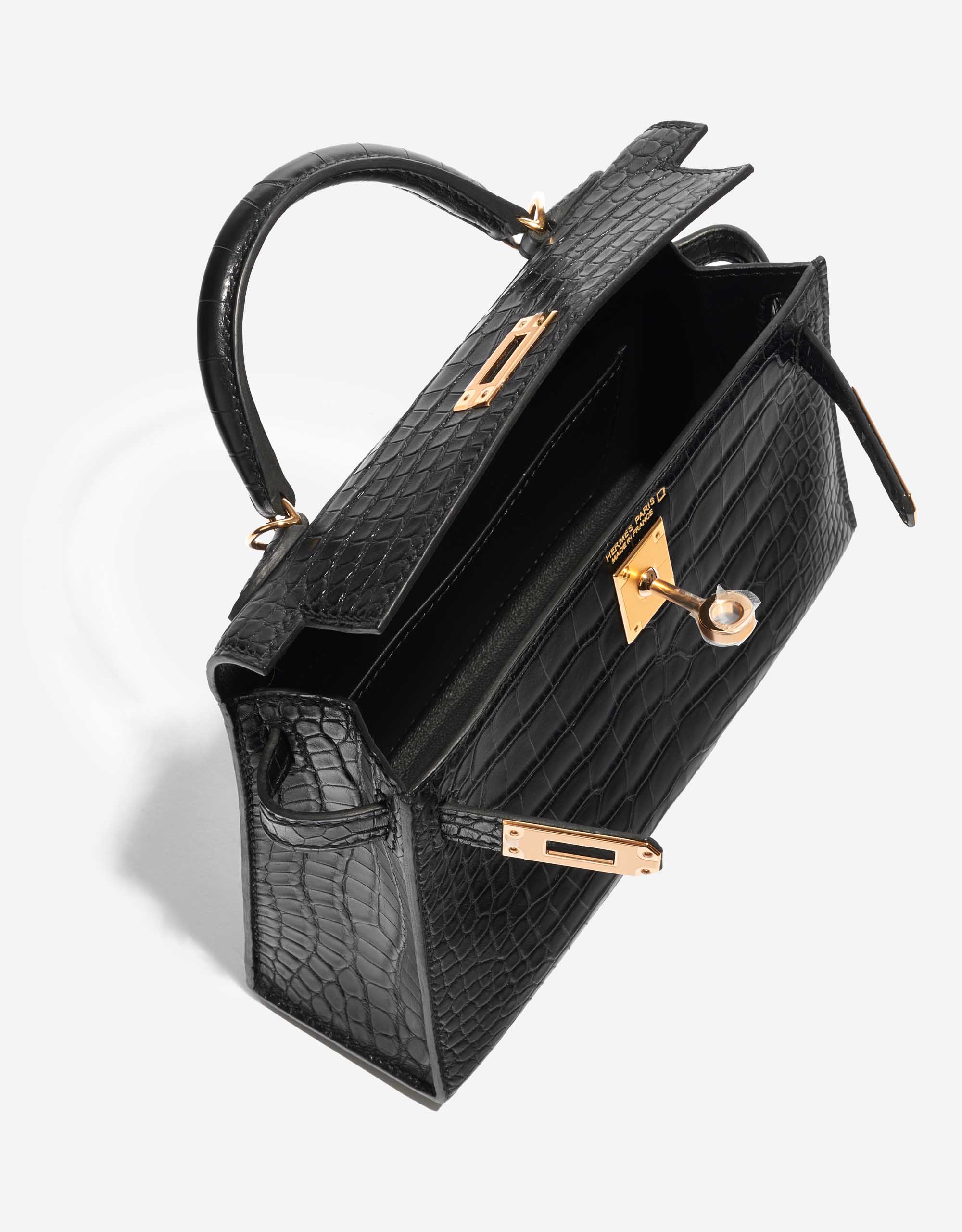Pre-owned Hermès Tasche Kelly Mini Matte Alligator Schwarz Schwarz Innenseite | Verkaufen Sie Ihre Designer-Tasche auf Saclab.com