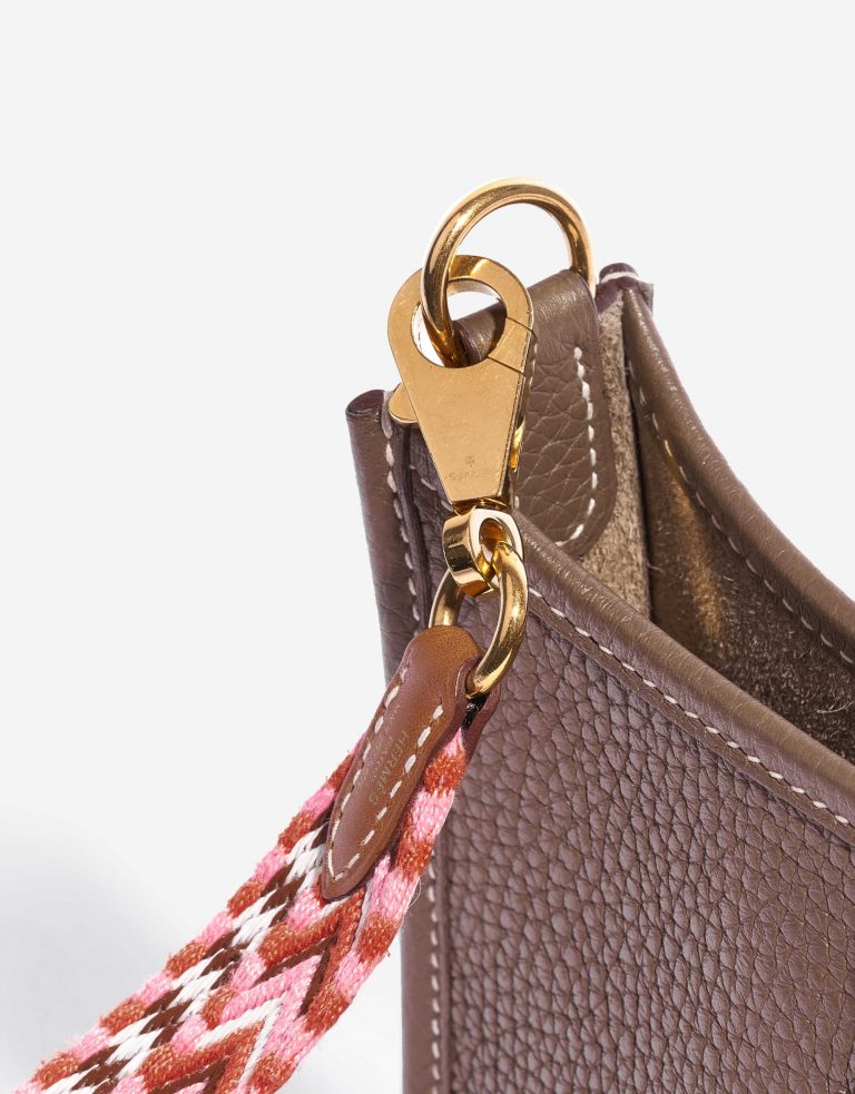 Pre-owned Hermès bag Shoulder Strap Canvas Rose Confetti / Rouge H / Blanc / Gold Multicolour Detail | Sell your designer bag on Saclab.com