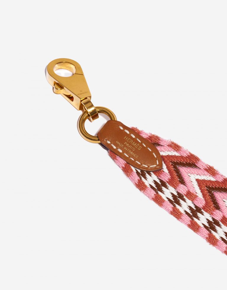 Pre-owned Hermès bag Shoulder Strap Canvas Rose Confetti / Rouge H / Blanc / Gold Multicolour Logo | Sell your designer bag on Saclab.com