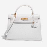 Hermès Kelly 32 Ostrich Blanc White Front | Sell your designer bag on Saclab.com