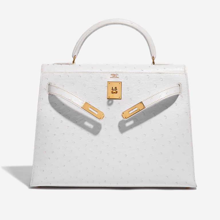 Pre-owned Hermès Tasche Kelly 32 Ostrich Blanc Weiß Front Open | Verkaufen Sie Ihre Designer-Tasche auf Saclab.com