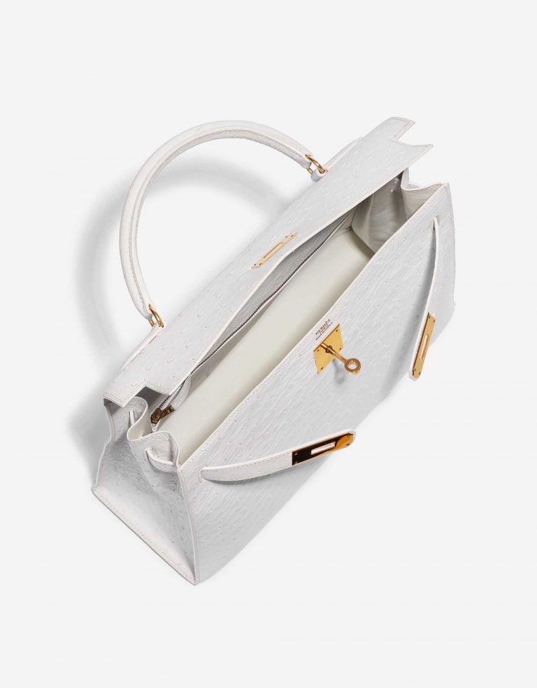 Pre-owned Hermès Tasche Kelly 32 Ostrich Blanc White Inside | Verkaufen Sie Ihre Designer-Tasche auf Saclab.com