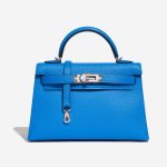 Pre-owned Hermès bag Kelly Mini Chèvre Mysore Blue Hydra Blue Front | Sell your designer bag on Saclab.com