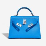 Pre-owned Hermès bag Kelly Mini Chèvre Mysore Blue Hydra Blue Front Open | Sell your designer bag on Saclab.com