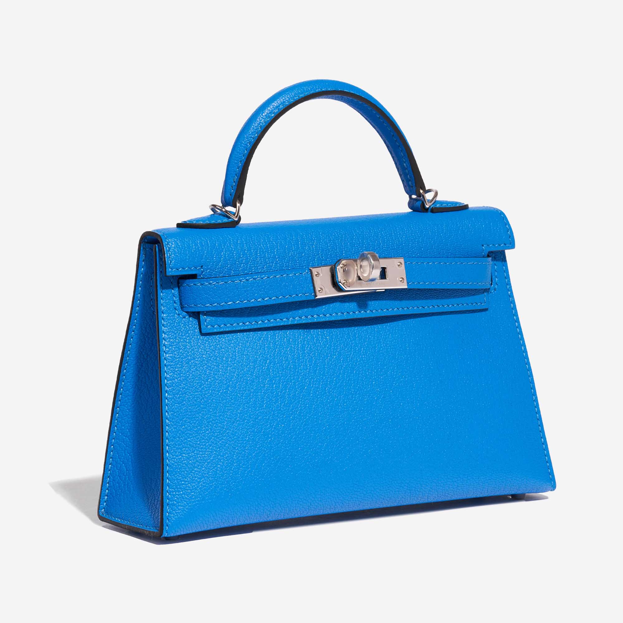 Sac Hermès d'occasion Kelly Mini Chèvre Mysore Blue Hydra Blue Side Front | Vendez votre sac de créateur sur Saclab.com