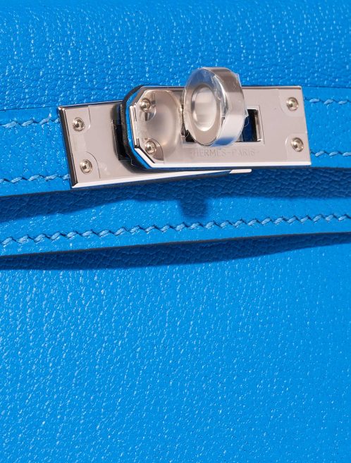 Pre-owned Hermès bag Kelly Mini Chèvre Mysore Blue Hydra Blue Closing System | Sell your designer bag on Saclab.com