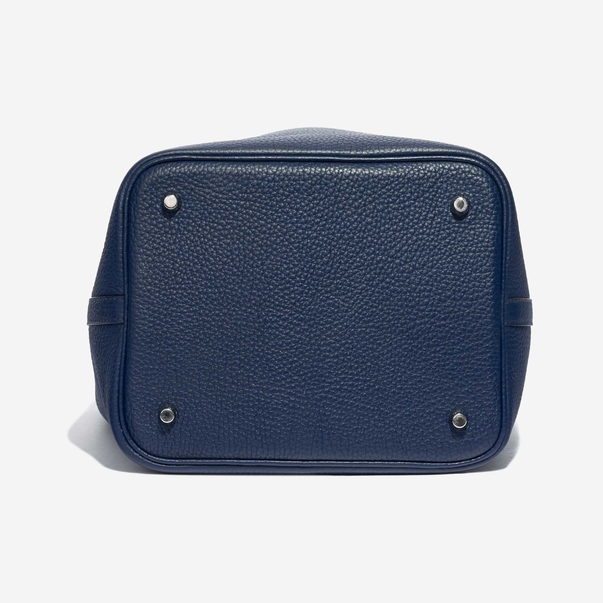 Hermes Picotin Lock bag PM Blue saphir Clemence leather Silver
