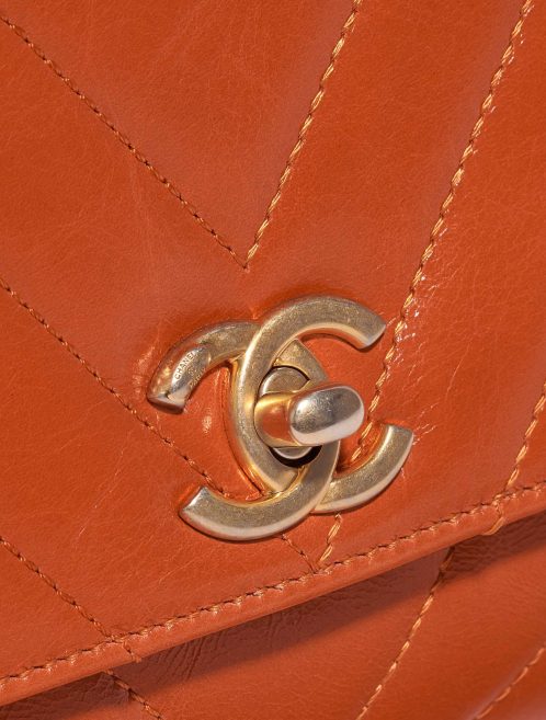 Chanel Sac à Rabat avec Poignée Petit Veau Orange