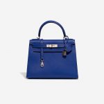 Hermès Kelly 28 HSS Chèvre Mysore Blue Electrique / Gris Mouette