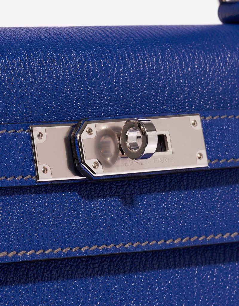 Hermès Kelly 28 HSS Chèvre Mysore Blue Electrique / Gris Mouette