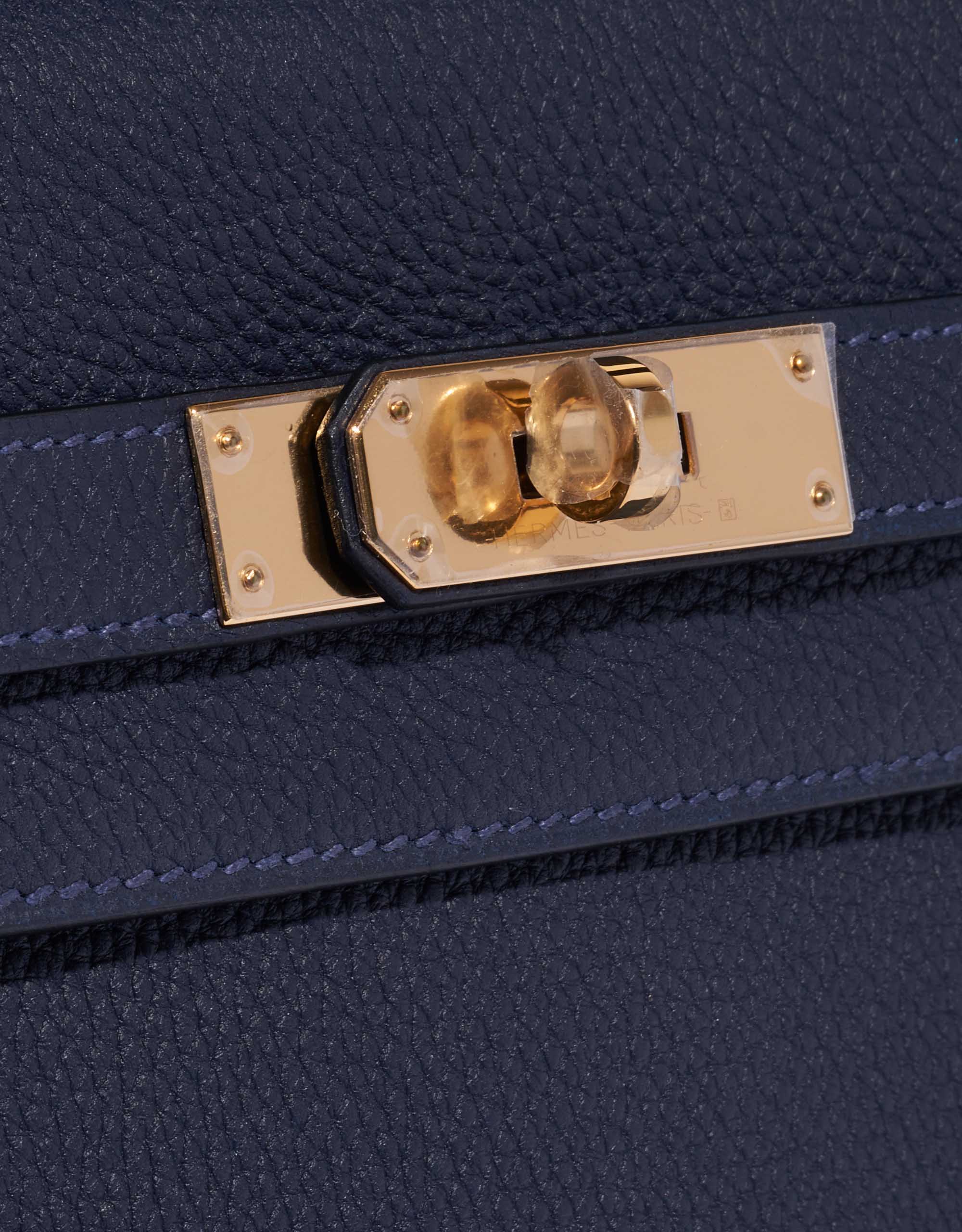 Hermes Kelly Retourne Togo 28 Bleu Nuit in Calfskin Leather with Gold - GB