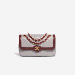 Chanel Timeless kleine Tasche Lammleder Grau / Bordeaux