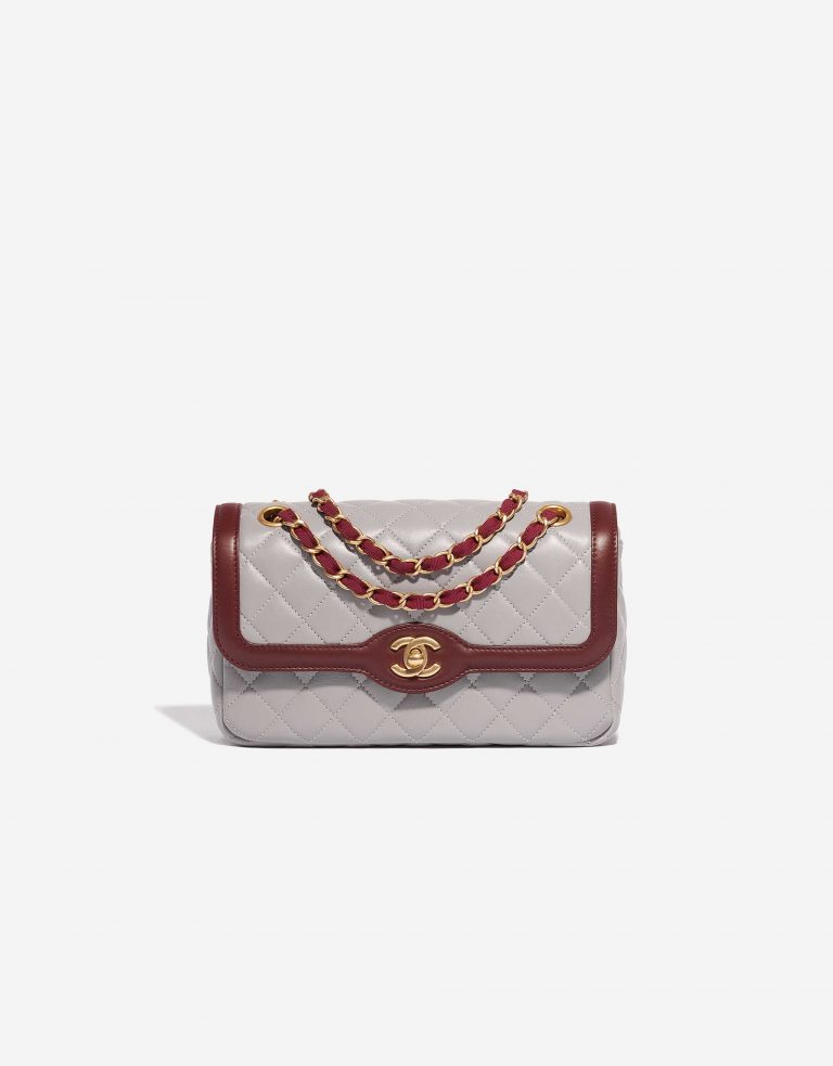 Chanel Classique Petit Agneau Gris / Bordeaux