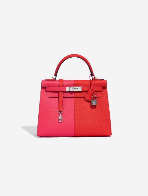 Gebrauchte Hermès Tasche Kelly 28 Epsom Rose Extreme / Rouge de Coeur / Blue Zanzibar Rose Front | Verkaufen Sie Ihre Designer-Tasche auf Saclab.com