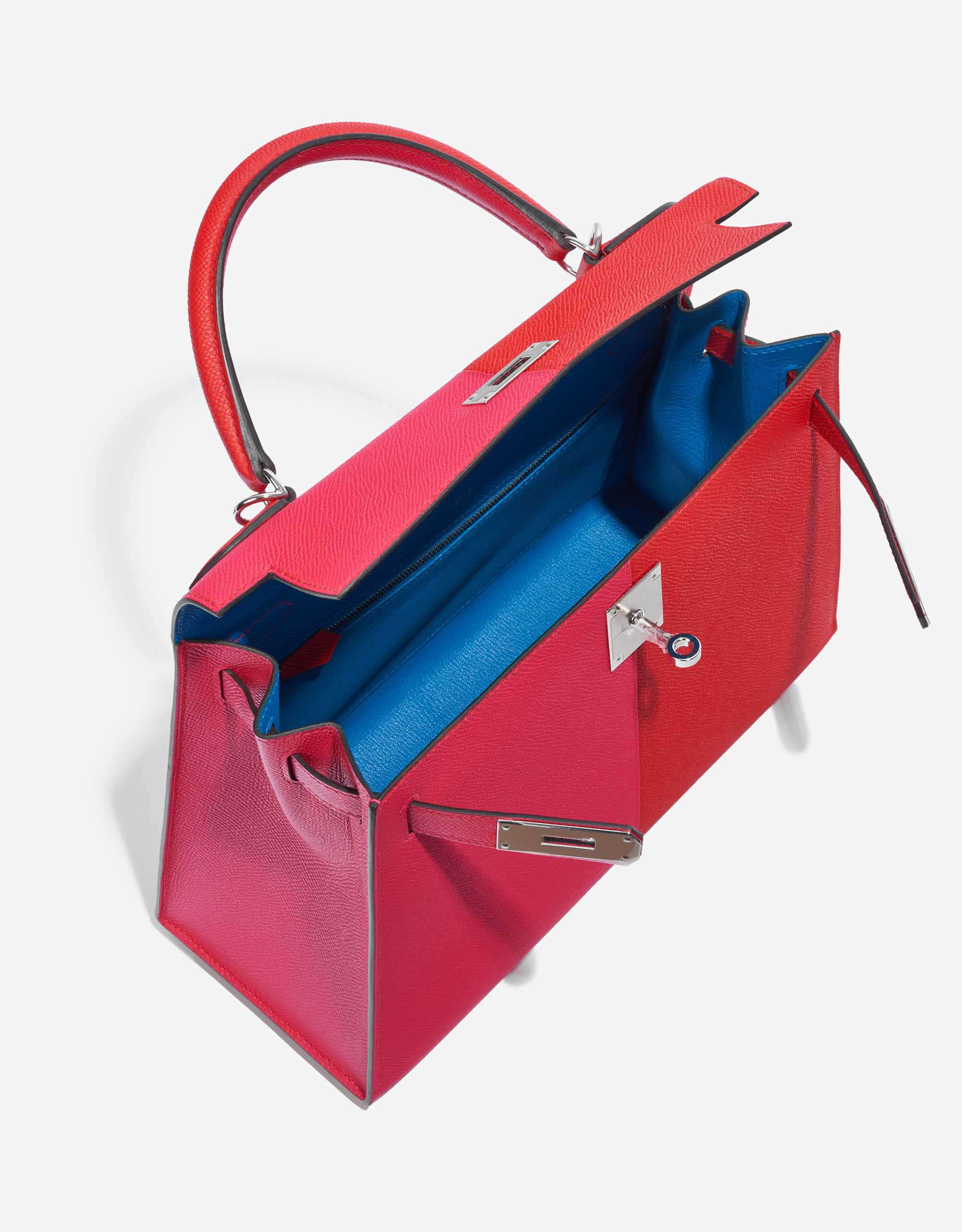 Hermes Kelly Casaque bag mini Sellier Rouge coeur/Rose extreme/Blue  zanzibar Epsom leather Silver hardware