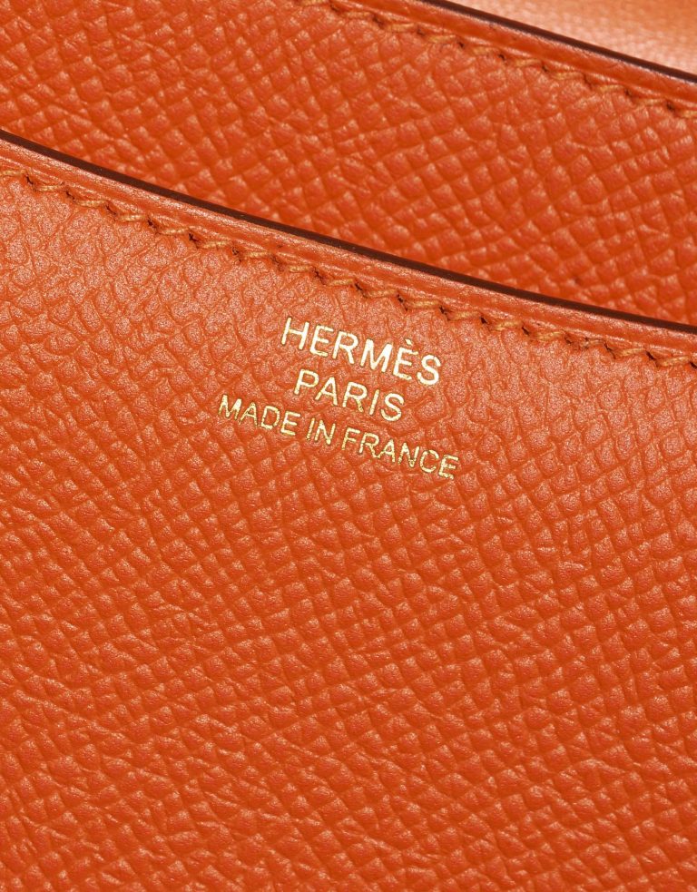 Pre-owned Hermès bag Constance 18 Epsom Feu Orange Logo | Sell your designer bag on Saclab.com