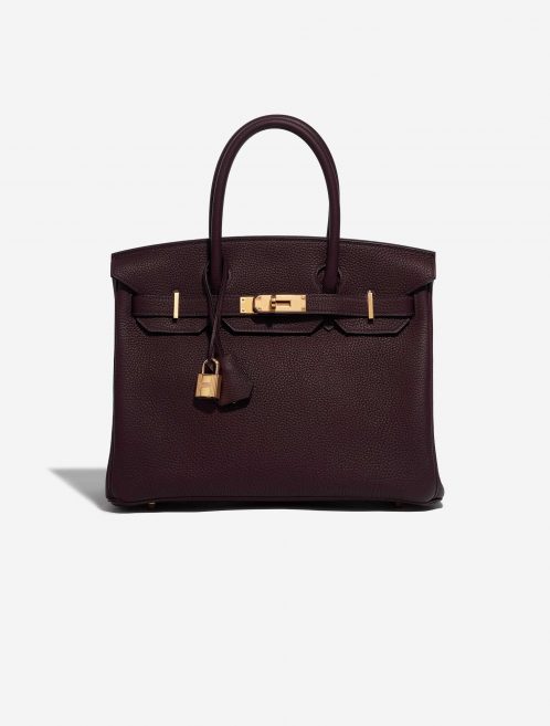 Pre-owned Hermès bag Birkin 30 Clemence Taurillon Rouge Sellier Brown, Red Front | Sell your designer bag on Saclab.com