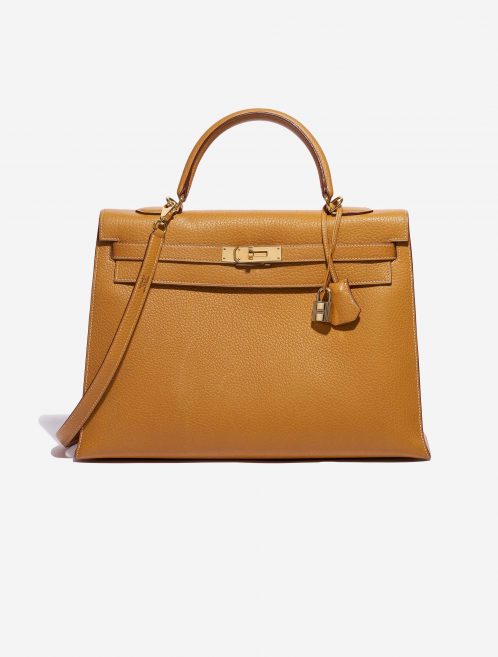 Pre-owned Hermès bag Kelly 35 Ardennes Moutarde Yellow Front | Sell your designer bag on Saclab.com