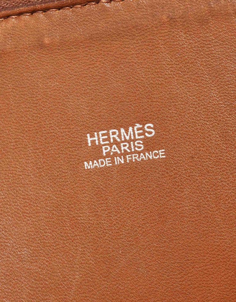 Pre-owned Hermès bag Bolide 35 Clemence Gold Brown Logo | Sell your designer bag on Saclab.com