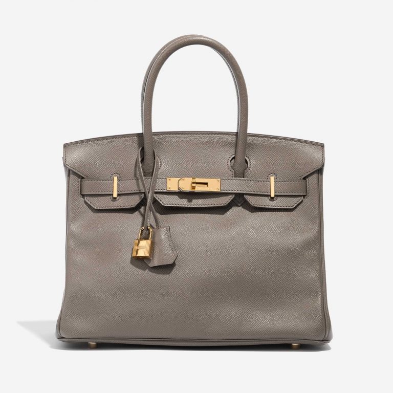 Pre-owned Hermès bag Birkin 30 Epsom Étain Brown Front | Sell your designer bag on Saclab.com