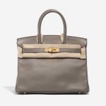 Pre-owned Hermès bag Birkin 30 Epsom Étain Brown Front Velt | Sell your designer bag on Saclab.com
