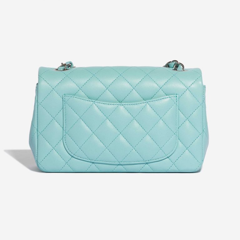 Pre-owned Chanel bag Timeless Mini Rectangular Lamb Tiffany Blue Blue Back | Sell your designer bag on Saclab.com