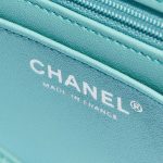 Pre-owned Chanel bag Timeless Mini Rectangular Lamb Tiffany Blue Blue, Turquoise Logo | Sell your designer bag on Saclab.com