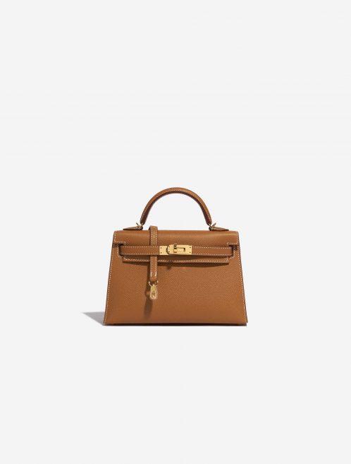 Pre-owned Hermès bag Kelly Mini Epsom Gold Brown Front | Sell your designer bag on Saclab.com