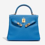 Pre-owned Hermès bag Kelly 28 Togo Blue Zanzibar Blue Front Open | Sell your designer bag on Saclab.com