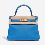 Pre-owned Hermès bag Kelly 28 Togo Blue Zanzibar Blue Front Velt | Sell your designer bag on Saclab.com
