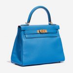 Pre-owned Hermès bag Kelly 28 Togo Blue Zanzibar Blue Side Front | Sell your designer bag on Saclab.com