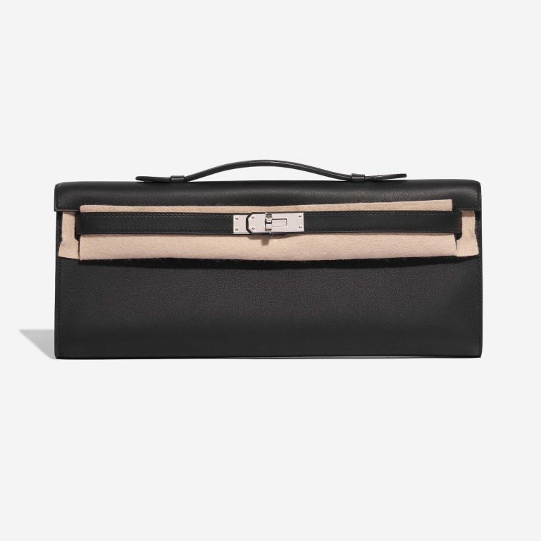 Pre-owned Hermès bag Kelly Cut Clutch Swift Black Black Front Velt | Sell your designer bag on Saclab.com