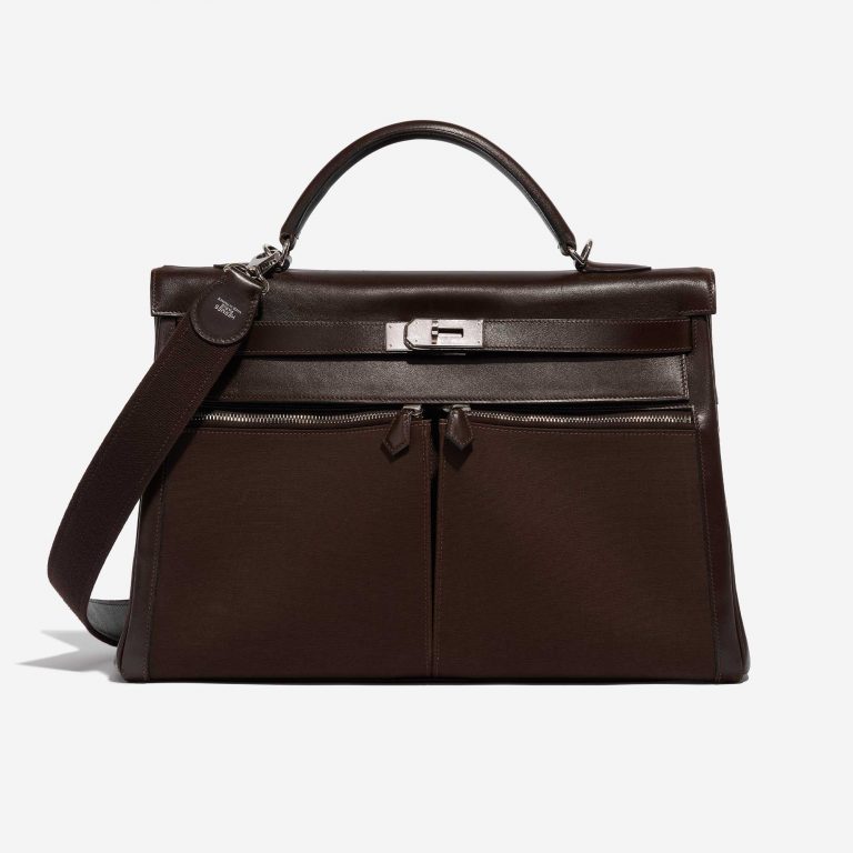 Pre-owned Hermès bag Kelly Lakis 40 Box Chocolat Brown Front | Sell your designer bag on Saclab.com