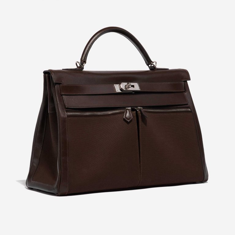 Pre-owned Hermès bag Kelly Lakis 40 Box Chocolat Brown Side Front | Sell your designer bag on Saclab.com