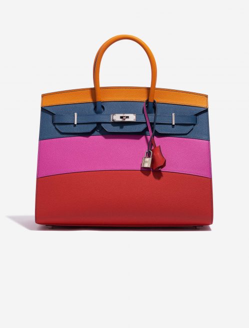 Pre-owned Hermès bag Birkin 35 Sunset Rainbow Epsom Apricot / Blue Agate / Magnolia / Rouge Casaque Blue, Multicolour, Orange, Pink, Red Front | Sell your designer bag on Saclab.com