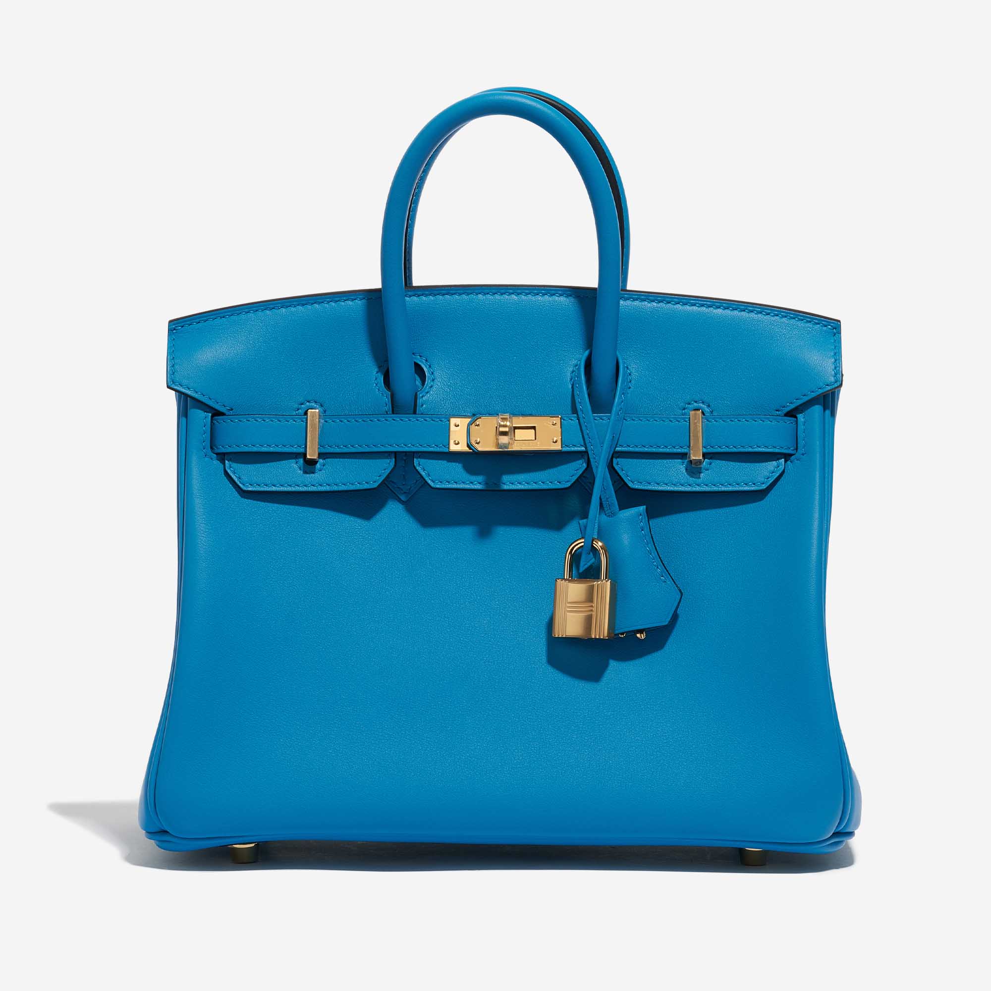 Gebrauchte Hermès Tasche Birkin 25 Swift Blau Frida Blue Front | Verkaufen Sie Ihre Designer-Tasche auf Saclab.com