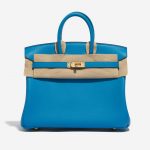 Pre-owned Hermès bag Birkin 25 Swift Blue Frida Blue Front Velt | Sell your designer bag on Saclab.com