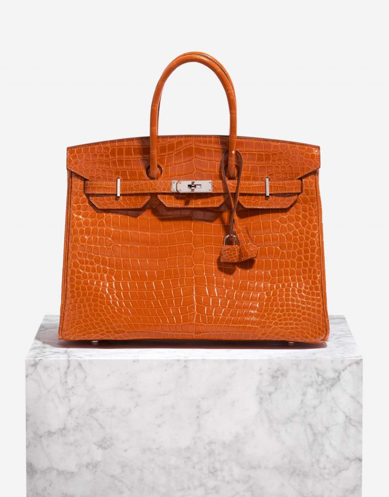 Sac Hermès Birkin 35 Porosus Crocodile Pain d'épice Orange Front | Vendez votre sac de créateur sur Saclab.com