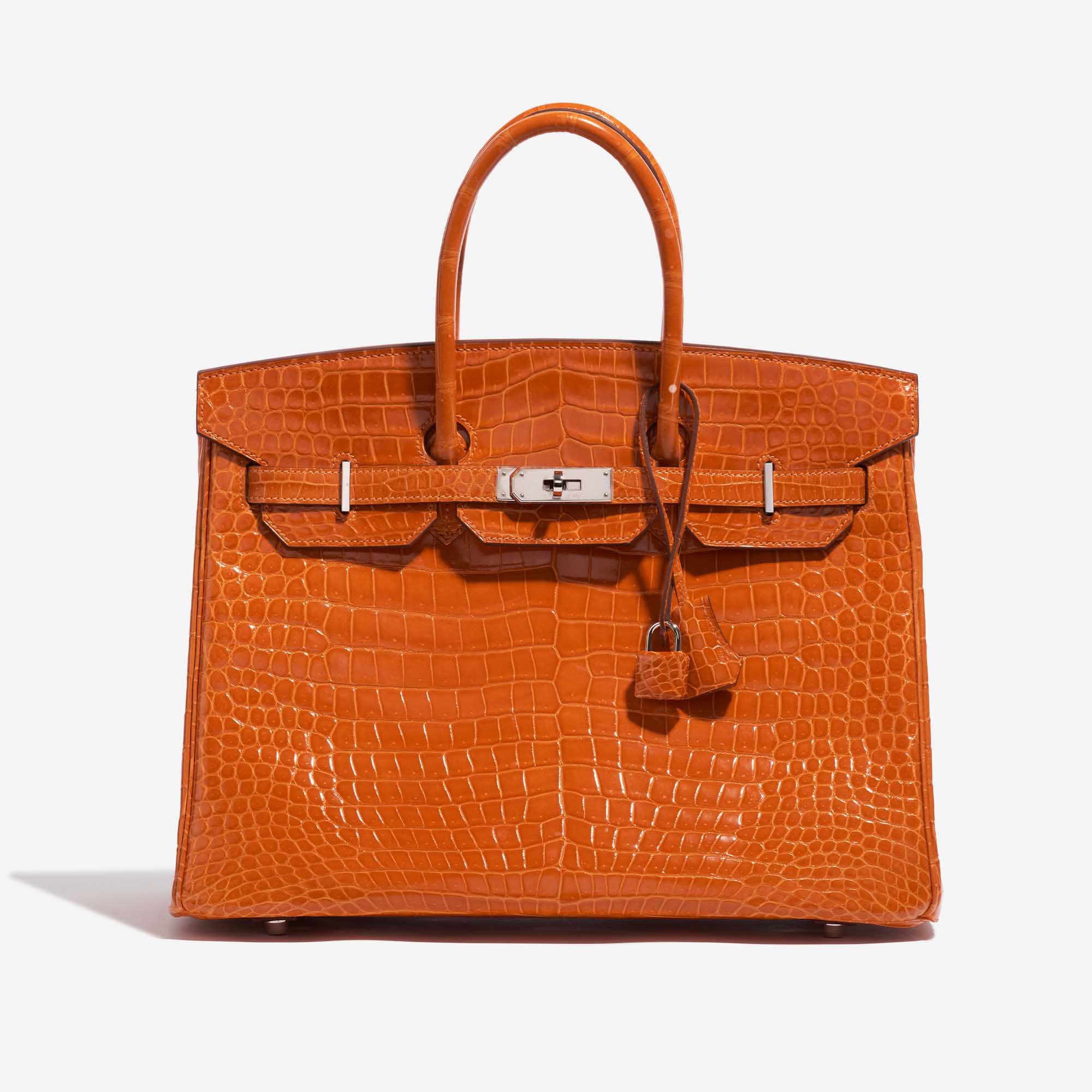 Pre-owned Hermès bag Birkin 35 Porosus Crocodile Pain d’épice Orange Front | Sell your designer bag on Saclab.com