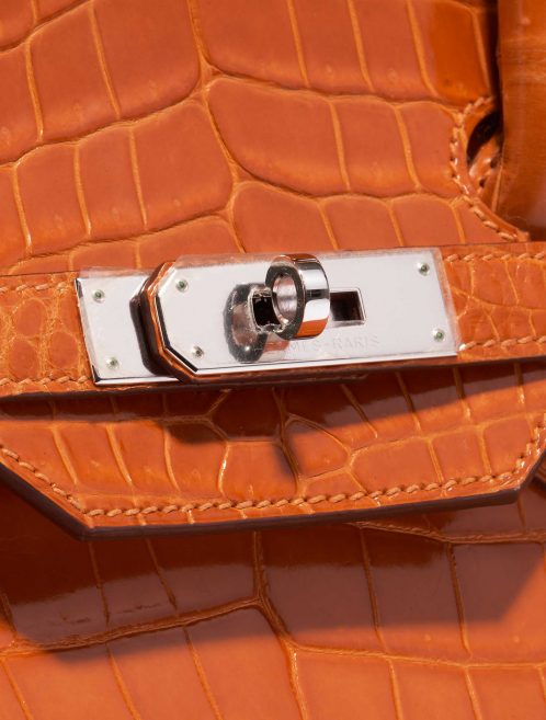 Pre-owned Hermès bag Birkin 35 Porosus Crocodile Pain d’épice Orange Closing System | Sell your designer bag on Saclab.com