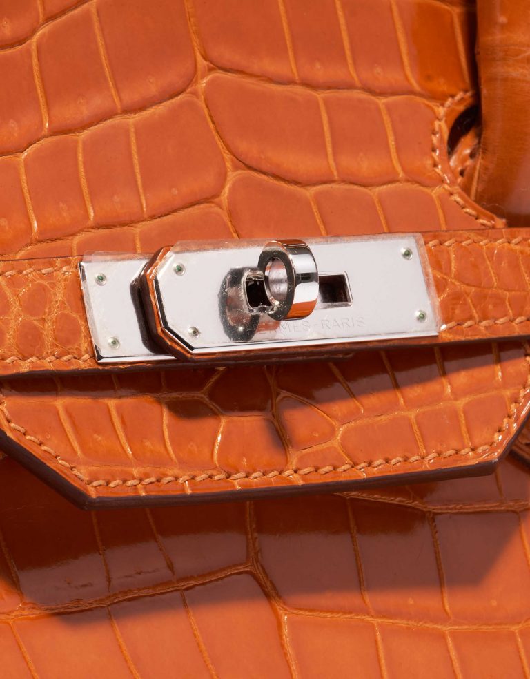 Pre-owned Hermès bag Birkin 35 Porosus Crocodile Pain d’épice Orange Front | Sell your designer bag on Saclab.com