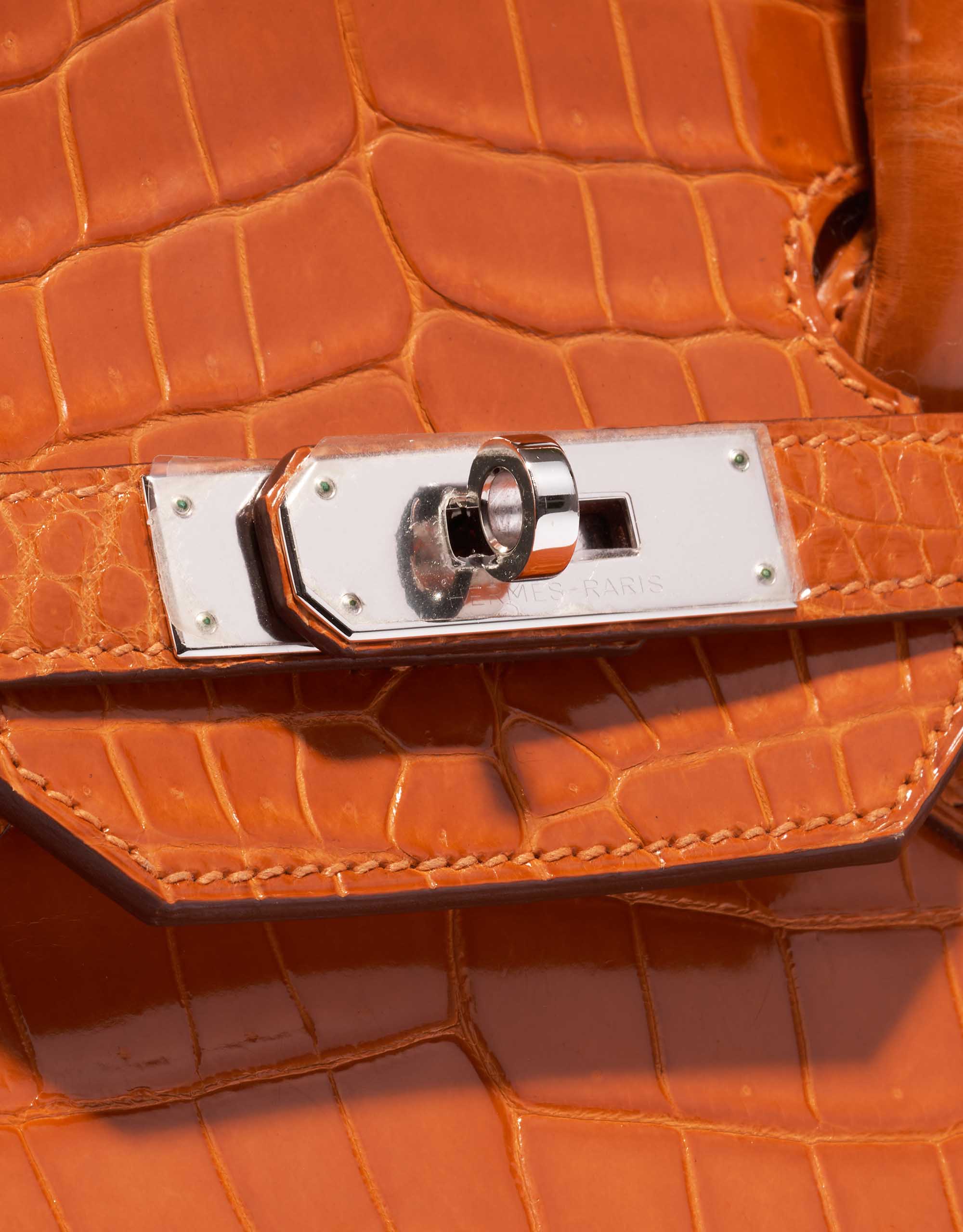 Gebrauchte Hermès Tasche Birkin 35 Porosus Crocodile Pain d'épice Orange Schließsystem | Verkaufen Sie Ihre Designer-Tasche auf Saclab.com