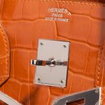 Pre-owned Hermès bag Birkin 35 Porosus Crocodile Pain d’épice Orange Logo | Sell your designer bag on Saclab.com