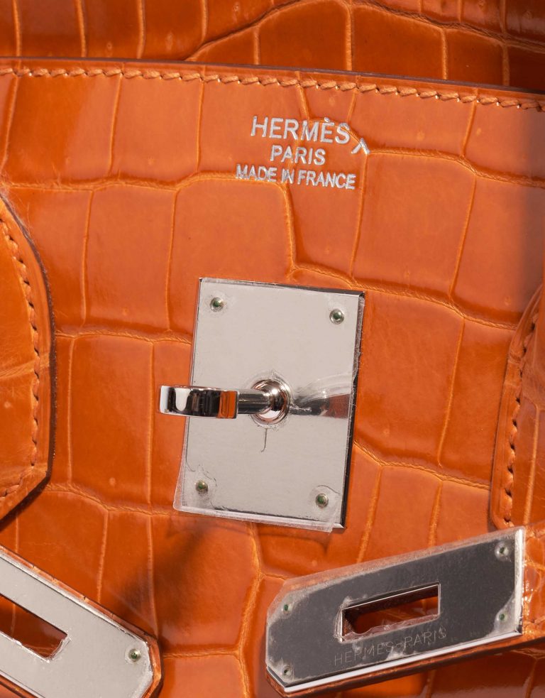 Sac Hermès Birkin 35 Porosus Crocodile Pain d'épice Orange Logo Vendez votre sac de créateur sur Saclab.com