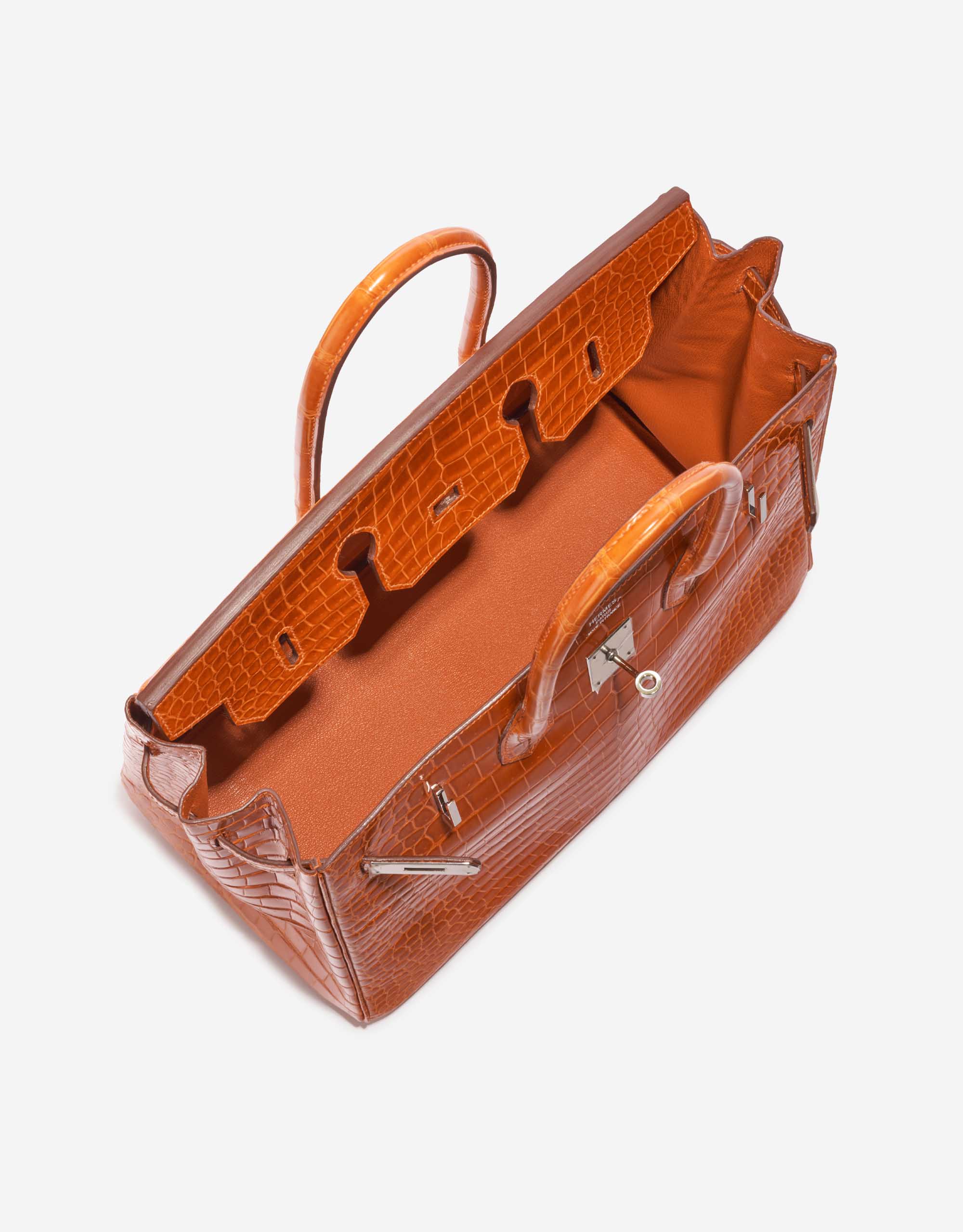Gebrauchte Hermès Tasche Birkin 35 Porosus Crocodile Pain d'épice Orange Inside | Verkaufen Sie Ihre Designer-Tasche auf Saclab.com