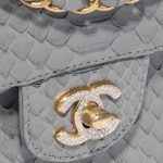 Chanel Timeless Medium Python Grey, 18k Gold and 2.5ct Diamonds Grey Closing System | Sell your designer bag on Saclab.com