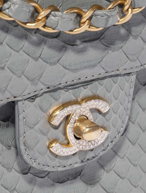 Sac Chanel d'occasion Timeless Medium Python Grey, Or 18k et Diamants 2.5ct Grey Closing System | Vendez votre sac de créateur sur Saclab.com