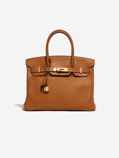 Pre-owned Hermès bag Birkin 30 Swift Gold Brown Front | Sell your designer bag on Saclab.com