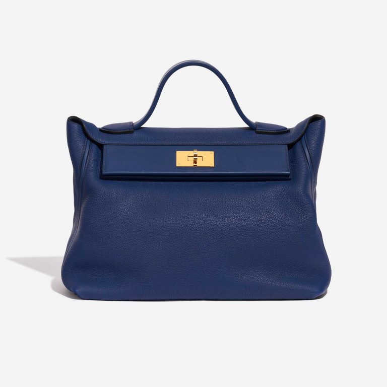 Pre-owned Hermès bag 24/24 35 Clemence / Swift Deep Blue Blue, Dark blue Front | Sell your designer bag on Saclab.com