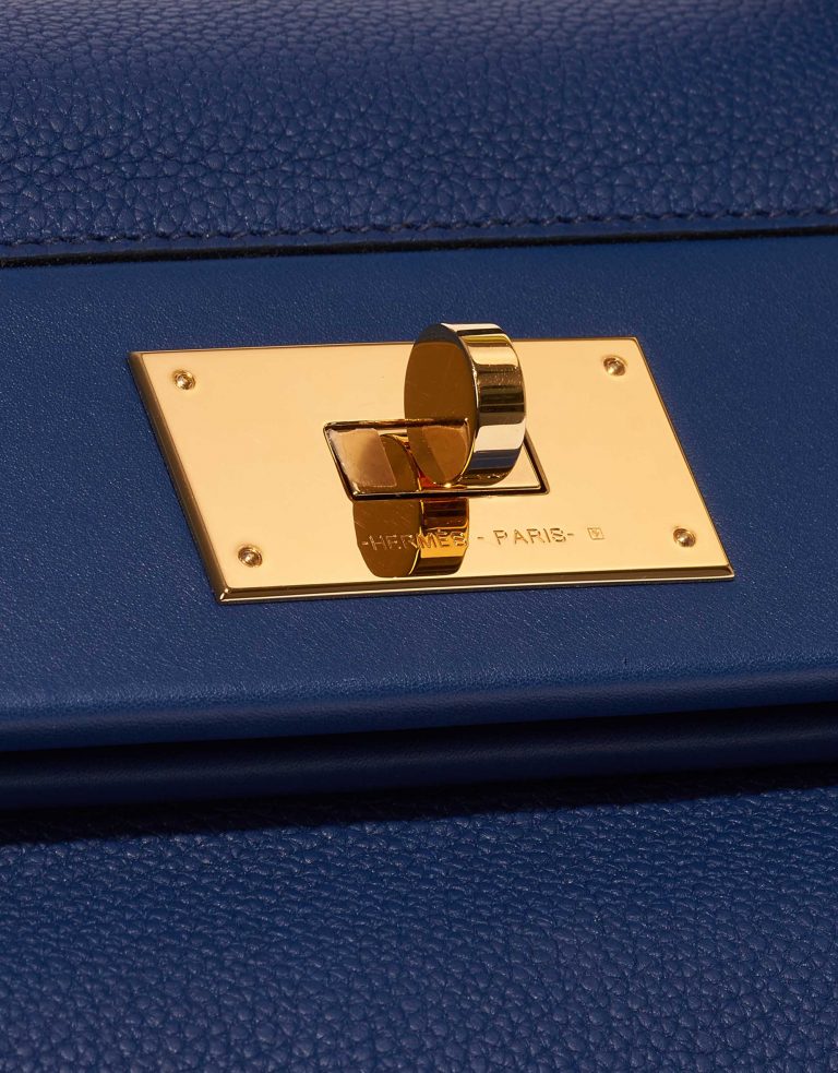Pre-owned Hermès bag 24/24 35 Clemence / Swift Deep Blue Blue Front | Sell your designer bag on Saclab.com